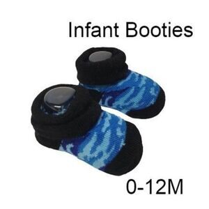 Baby Boy Infant Booties Blue Camouflage Bootie Socks 0-12 months NWT Clearance